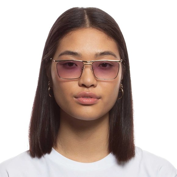 Le Specs Nemesis Sunglasses in Gold & Lilac NWT - Picture 2 of 8